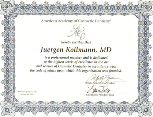 Membership American Academy of Cosmetic Dentistry